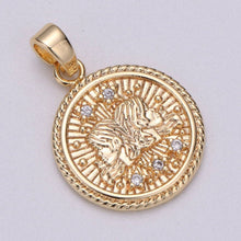 18K Gold Filled Zodiac Horoscope Sign Constellation Medallion Pendant Charm Textured Coin Decorative Edge for Necklace Jewelry Making | A-A1761-A-A1766: Leo