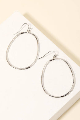 Round Thin Cutout Drop Earrings - Silver