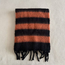 Blue-Brown Stripe Scarf - Thick Winter Wrap