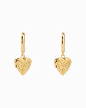 Intricate Western Detail Heart Locket Drop Earrings - Gold