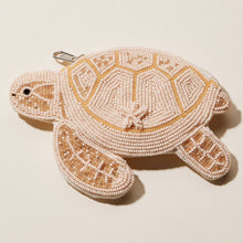 Beaded Sea Turtle Coin Purse | Coastal Zip Pouch - Neutral