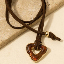 Acrylic Triangle Pendant Faux Suede Cord Necklace