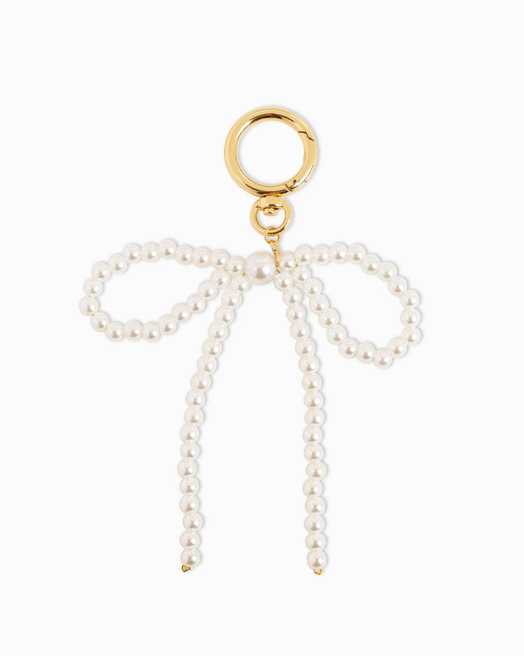 Pearl Bead Bow Keychain Bag Charm - Gold