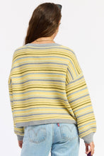 BUTTON UP ROUND NECK CARDIGAN: LEMON GREY MULTI