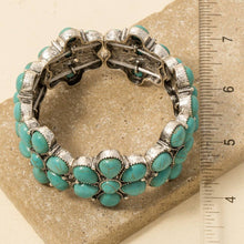 Western Turquoise Concho Floral Elastic Bracelet