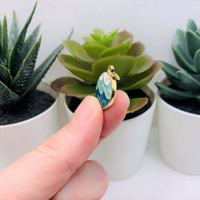 Blue Enamel Ocean Wave Charm Bar, 22x16mm