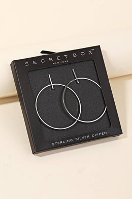 Gold Dipped Thin Hoop Drop Earring - Silver