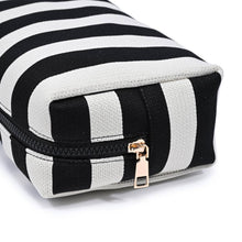 Essential Stripe Cosmetic & Travel Organizer Pouch: Red Pink