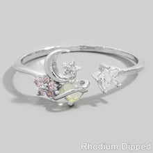 Gold Dipped Cz Celestial Open Ring: Gold