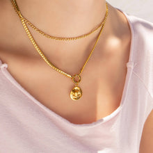 18K Gold PVD Stainless Steel Curb Charm Holder Necklace: Stainless / 16'+2"