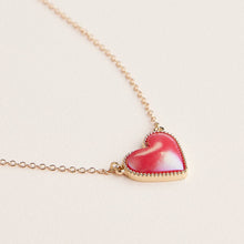 Heart Shaped Enamel Pendant Necklace - Blue