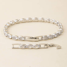 Oval Bezel Set Cz Line Tennis Bracelet: Gold