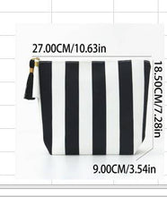 Striped Tassel Makeup Pouch - Pink/Ivory