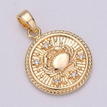 18K Gold Filled Zodiac Horoscope Sign Constellation Medallion Pendant Charm Textured Coin Decorative Edge for Necklace Jewelry Making | A-A1761-A-A1766: Scorpio