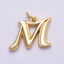 16K Gold Filled 14mm Minimalist Molten Alphabet Initial Letter Charm Bar | Charms-00908 ~ Charms-00933: Letters Set