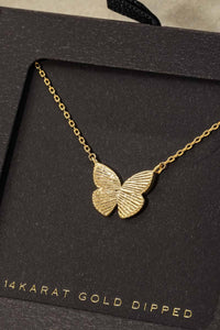 Gold Dipped Butterfly Pendant Necklace - Silver