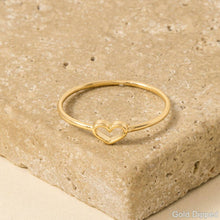 Dainty Open Heart Shape Fashion Ring - Gold