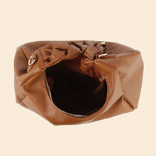 Braided Handle Faux Leather Hobo Hand Bag - Brown