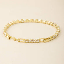 Oval Bezel Set Cz Line Tennis Bracelet: Gold