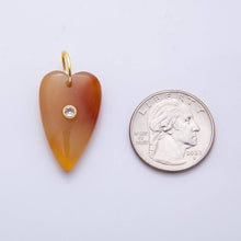 18K Gold Filled 35mm Carnelian, Aventurine, Quartz Long Heart Gemstone Charm Bar | AH890 AH891: Green Aventurine