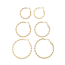 18K Gold PVD Stainless Steel Twist Hoop Earrings - Stainless / 30mm