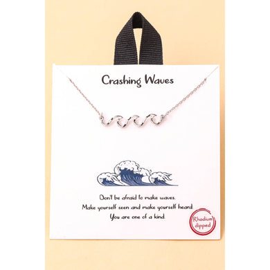 Crashing Waves Pendant Necklace - Silver