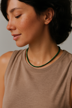 Natural Stone Beads Single Strand Necklace: Malachite Green