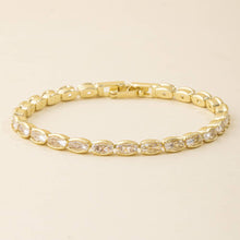 Oval Bezel Set Cz Line Tennis Bracelet: Gold