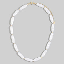 Pearlescent Barrel Bead And Gold Station Necklace