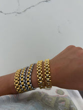 Watch Band Bracelet - Gold with Diamonds