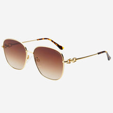 Lea Womens Round Sunglasses : Gold /Brown