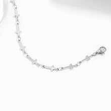 18K Gold PVD Stainless Steel Cross Chain Bracelet: Stainless Steel Silver