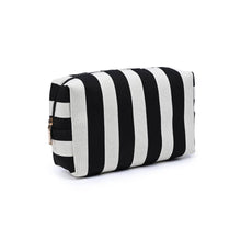 Essential Stripe Cosmetic & Travel Organizer Pouch: Pink Brown