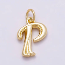 16K Gold Filled 14mm Minimalist Molten Alphabet Initial Letter Charm Bar | Charms-00908 ~ Charms-00933: Letters Set