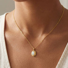 Gold Dipped Vintage Oval Opal Pendant Necklace - Gold