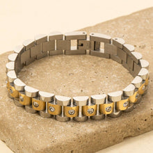 Stainless Steel Studded Watch Chain Bracelet - Gold