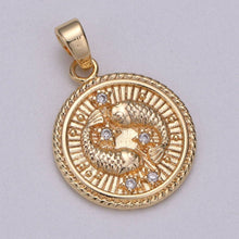 18K Gold Filled Zodiac Horoscope Sign Constellation Medallion Pendant Charm Textured Coin Decorative Edge for Necklace Jewelry Making | A-A1761-A-A1766: Aries