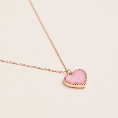 Heart Shaped Pendant Necklace - Pink