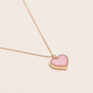 Heart Shaped Pendant Necklace - Pink