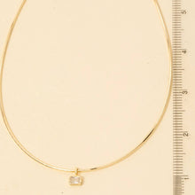 Gold Dipped Cz Baguette Pendant Choker Necklace - Gold