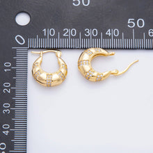 18K Gold Filled 20mm Micro Paved CZ Lined Dome French Lock Latch Hoop Earrings