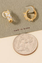 Oval Rhinestone Studded Hinge Hoop Earrings - Gold