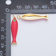 18K Gold Filled Blue, Green, Red Enamel Sardine Fish Charm | AF404 AF-779: Blue