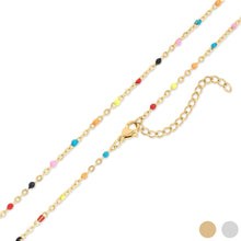 18K Gold PVD Stainless Steel Multi Confetti Chain Necklace: Charm Bar Gold / 16+2"