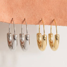 Polished Curved Tube Hoop Earrings: Silver