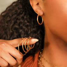 18K Gold PVD Stainless Steel Round Tube Hoop Earrings - Stainless / 40mm