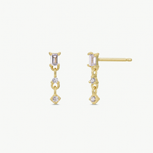 Mini Baguette Drop Earrings - White