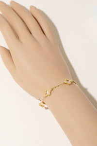 Clear Clover Chain Bracelet - Gold