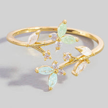 Gold Dipped Cz Butterfly Twist Open Ring: Gold