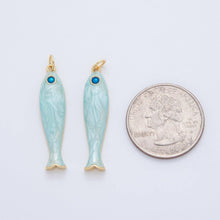 18K Gold Filled Blue, Green, Red Enamel Sardine Fish Charm | AF404 AF-779: Blue